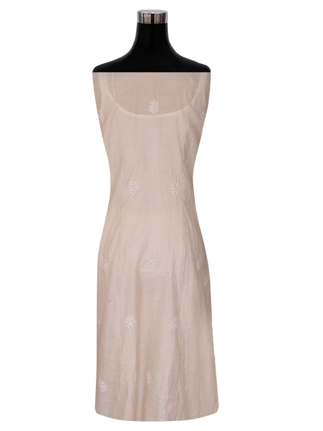 Ada Hand Embroidered Natural Fawn Tissue Lucknowi Chikankari Semi-Stitched Kurta Piece With Muqaish Work 01A365997
