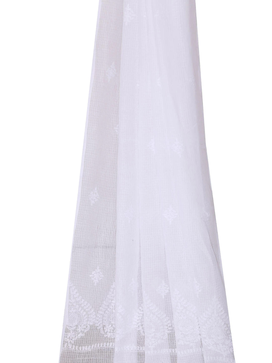 Ada Hand Embroidered White Kota Lucknowi Chikankari Dupatta 01A351843