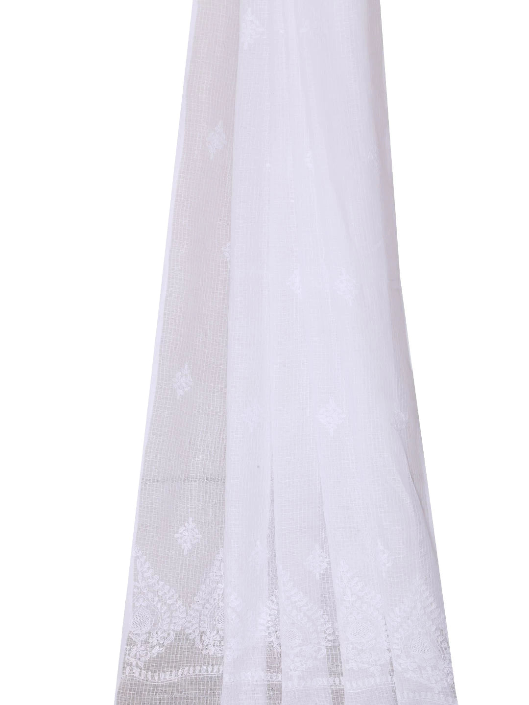 Ada Hand Embroidered White Kota Lucknowi Chikankari Dupatta 01A351843