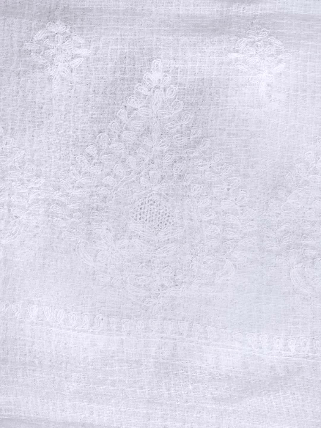 Ada Hand Embroidered White Kota Lucknowi Chikankari Dupatta 01A351843