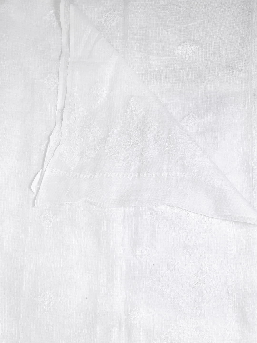 Ada Hand Embroidered White Kota Lucknowi Chikankari Dupatta 01A351843