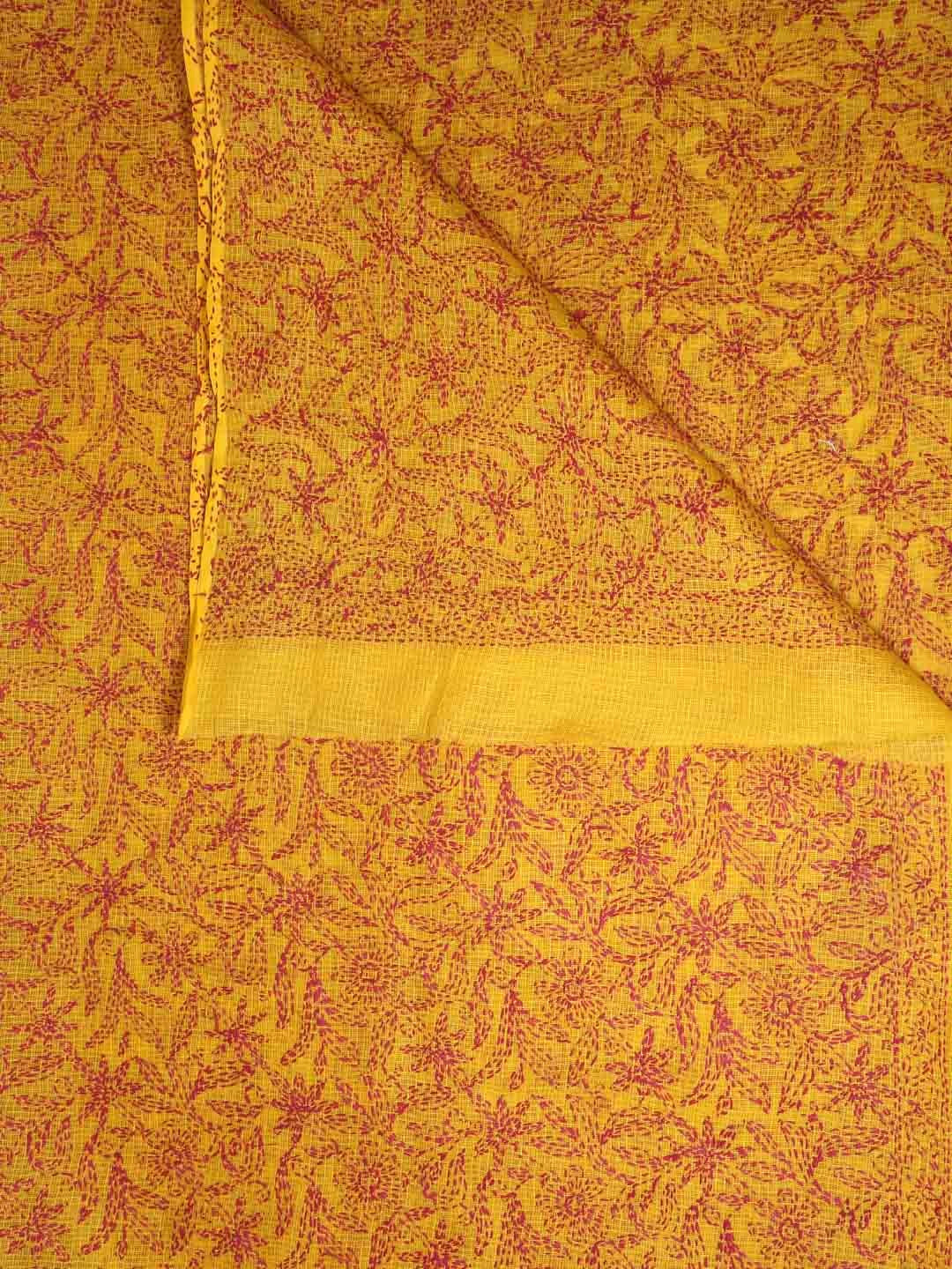 Ada Hand Embroidered Mustard Kota Lucknowi Chikankari Dupatta 01A189436