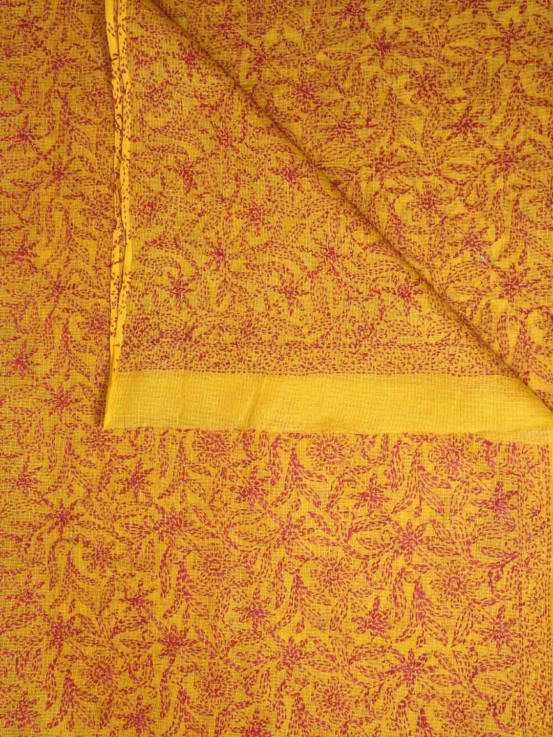 Ada Hand Embroidered Mustard Kota Lucknowi Chikankari Dupatta 01A189436