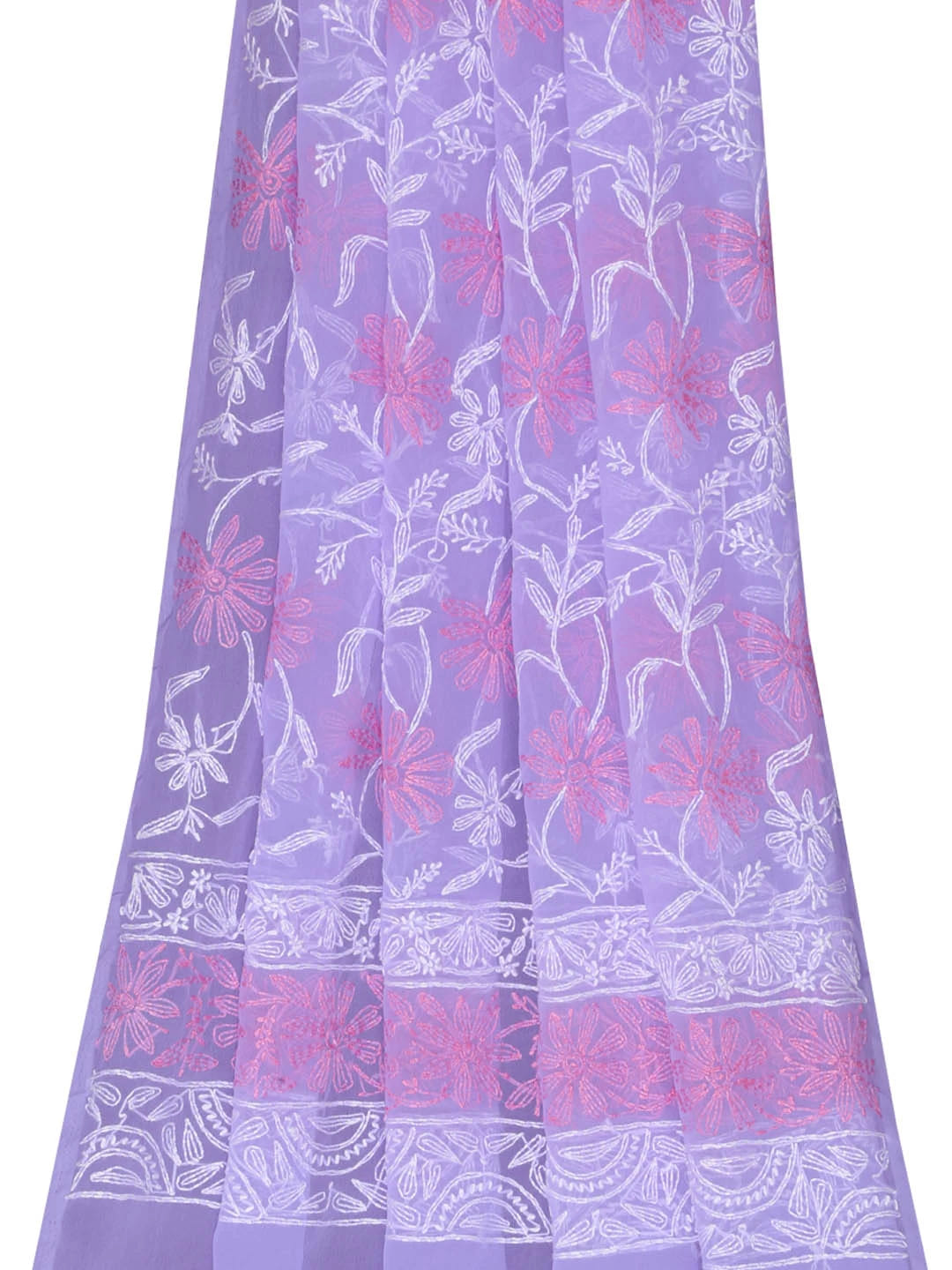 Ada Hand Embroidered Lavender Blue Georgette Lucknowi Chikankari Dupatta 01A255816