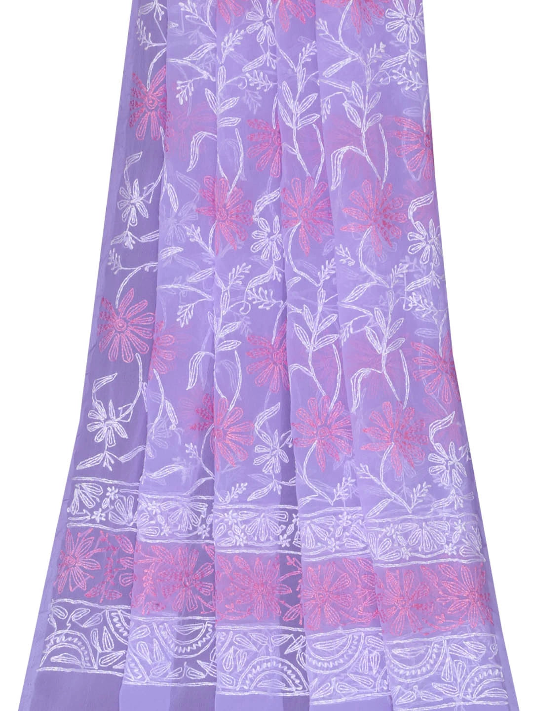 Ada Hand Embroidered Lavender Blue Georgette Lucknowi Chikankari Dupatta 01A255816