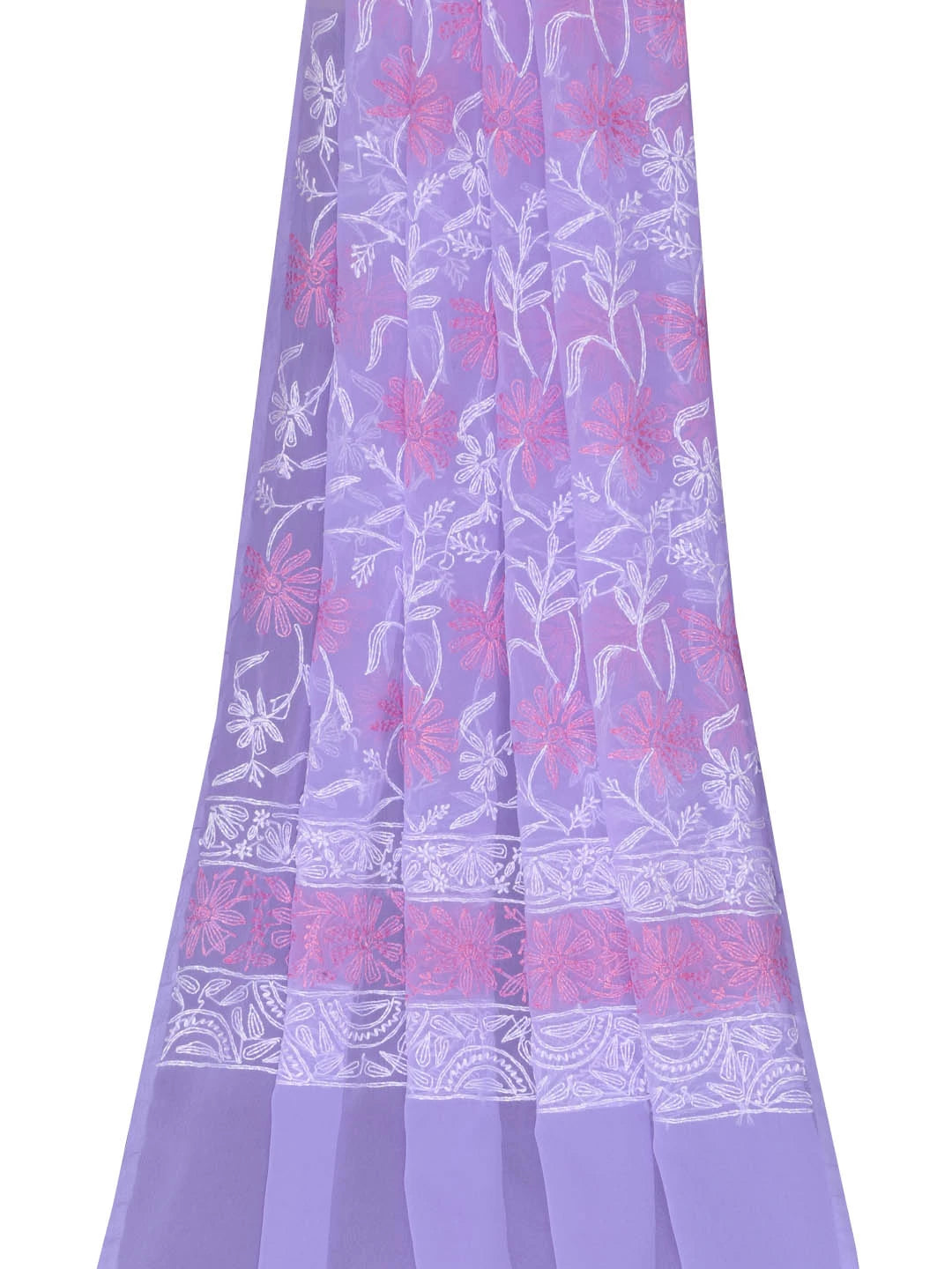 Ada Hand Embroidered Lavender Blue Georgette Lucknowi Chikankari Dupatta 01A255816