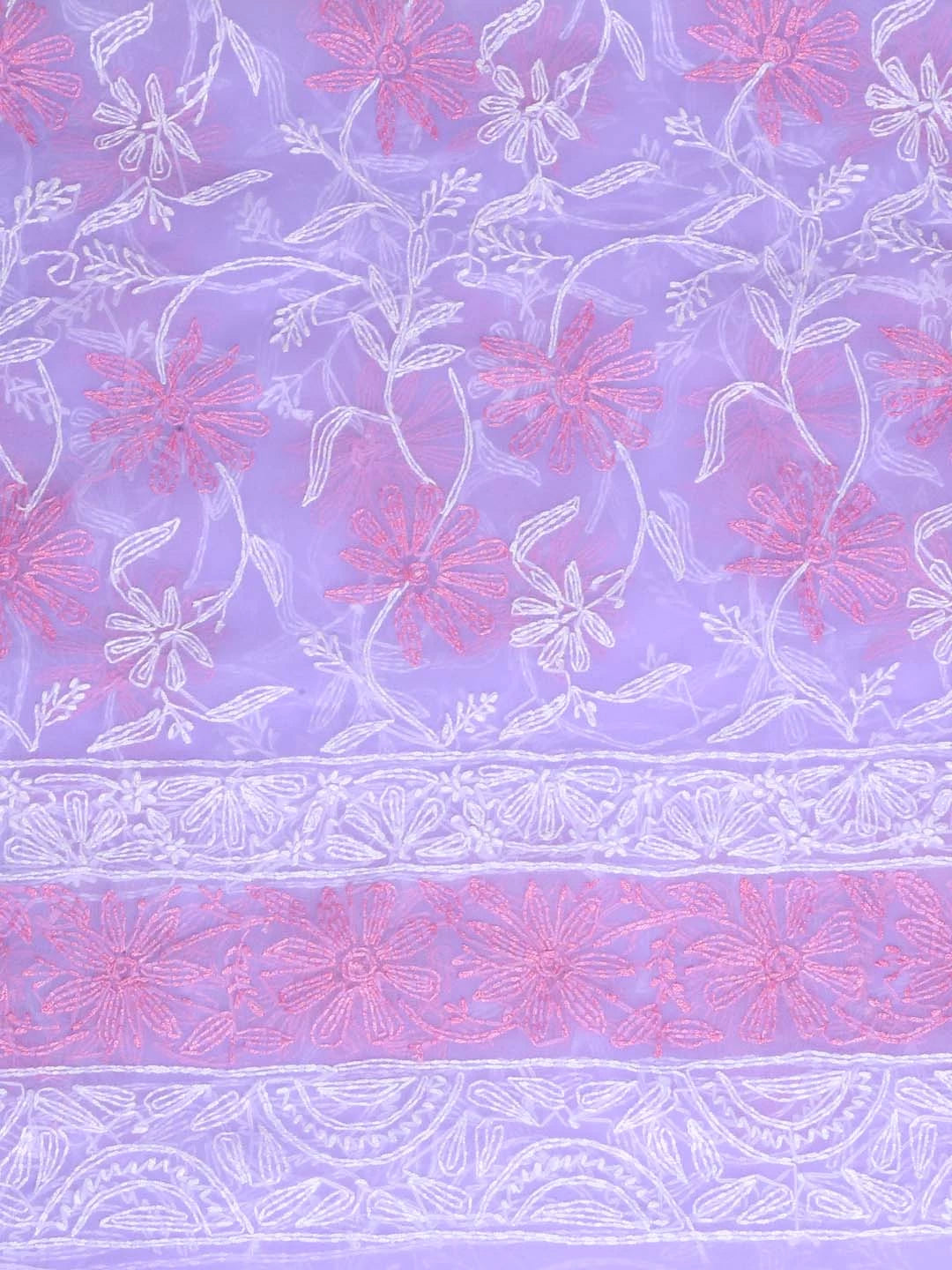 Ada Hand Embroidered Lavender Blue Georgette Lucknowi Chikankari Dupatta 01A255816