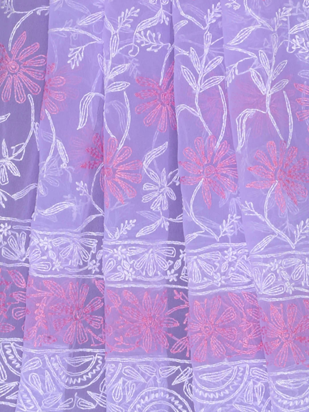 Ada Hand Embroidered Lavender Blue Georgette Lucknowi Chikankari Dupatta 01A255816