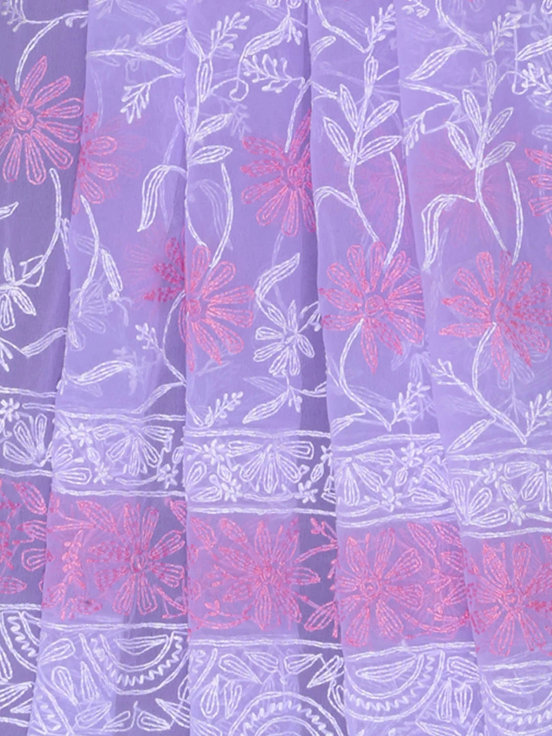 Ada Hand Embroidered Lavender Blue Georgette Lucknowi Chikankari Dupatta 01A255816