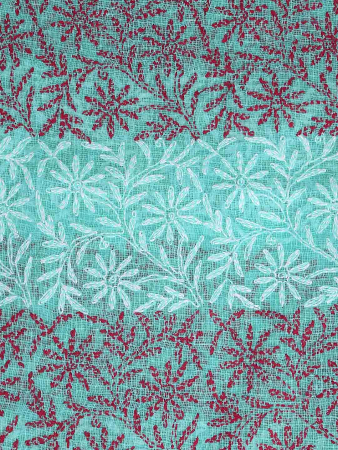 Ada Hand Embroidered Sea Green Kota Lucknowi Chikankari Dupatta 01A242257