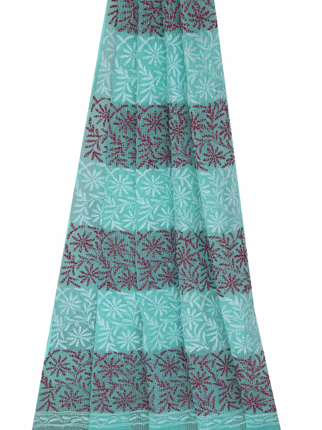 Ada Hand Embroidered Sea Green Kota Lucknowi Chikankari Dupatta 01A242257