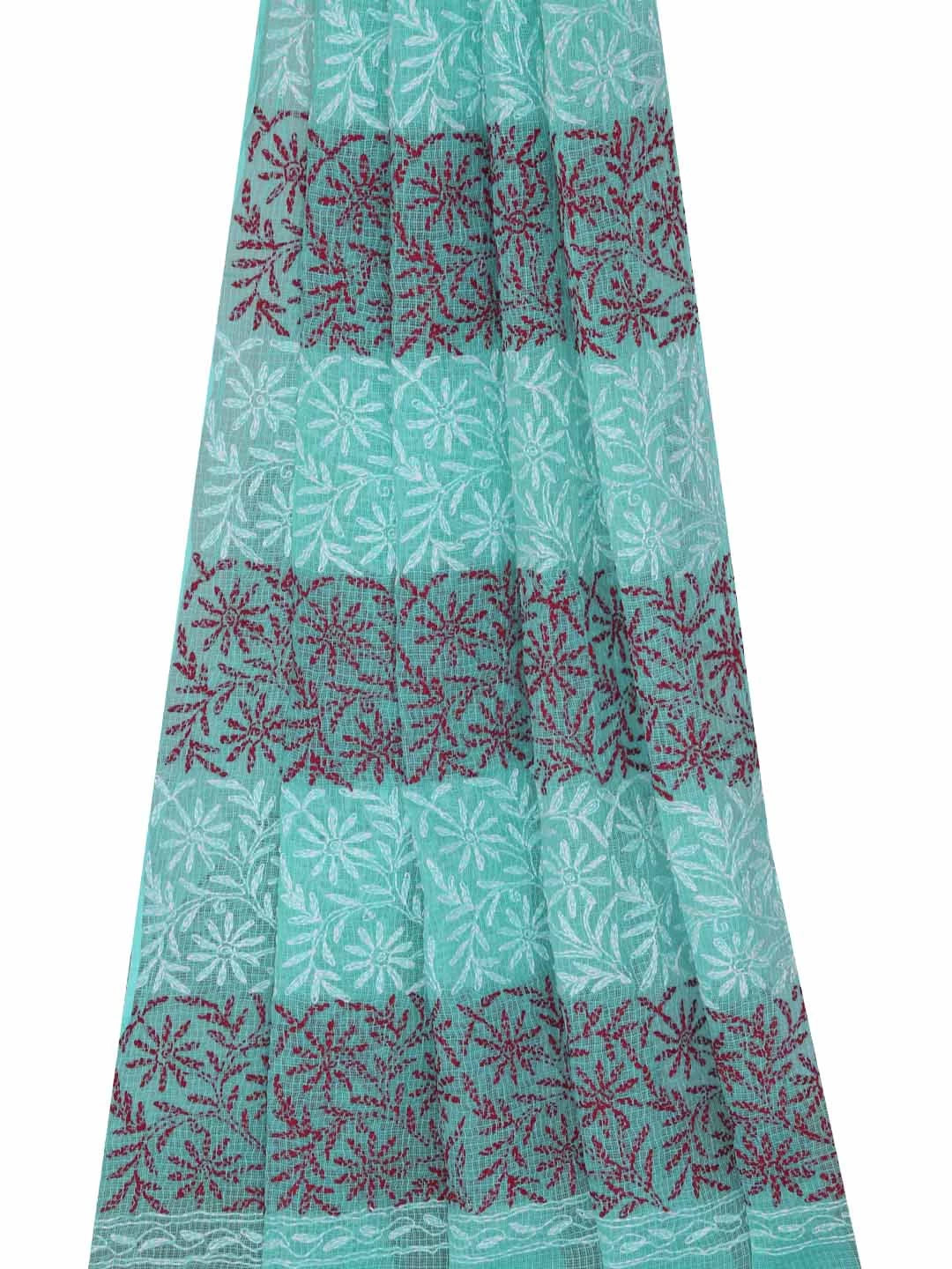 Ada Hand Embroidered Sea Green Kota Lucknowi Chikankari Dupatta 01A242257