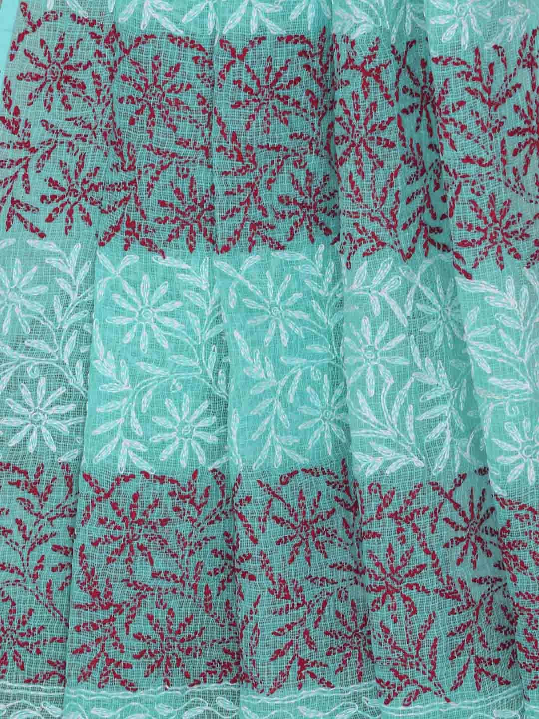 Ada Hand Embroidered Sea Green Kota Lucknowi Chikankari Dupatta 01A242257