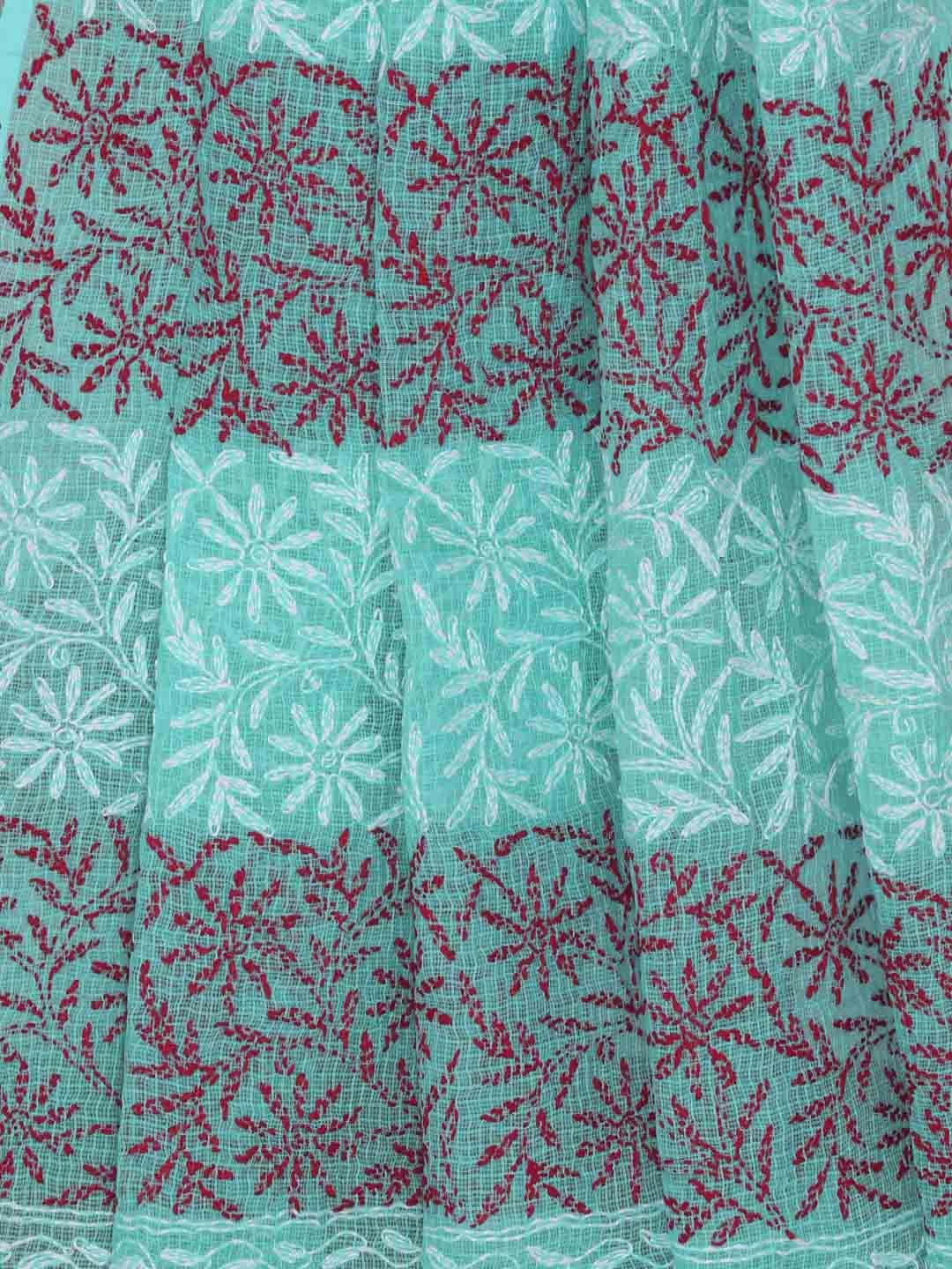 Ada Hand Embroidered Sea Green Kota Lucknowi Chikankari Dupatta 01A242257