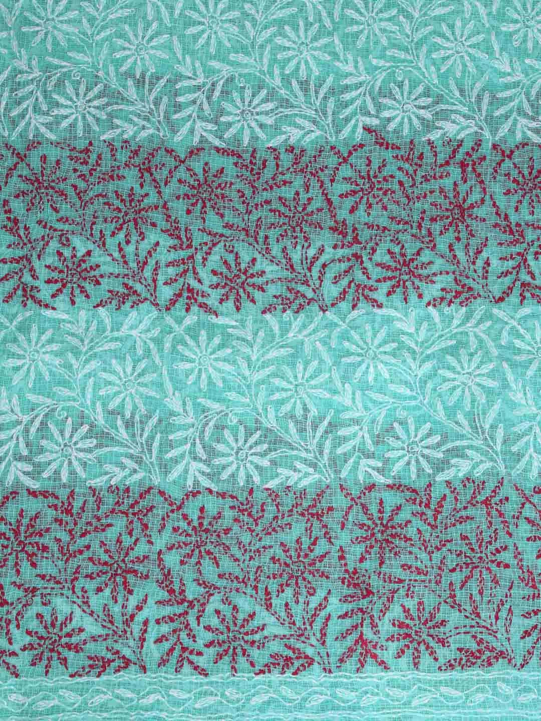 Ada Hand Embroidered Sea Green Kota Lucknowi Chikankari Dupatta 01A242257
