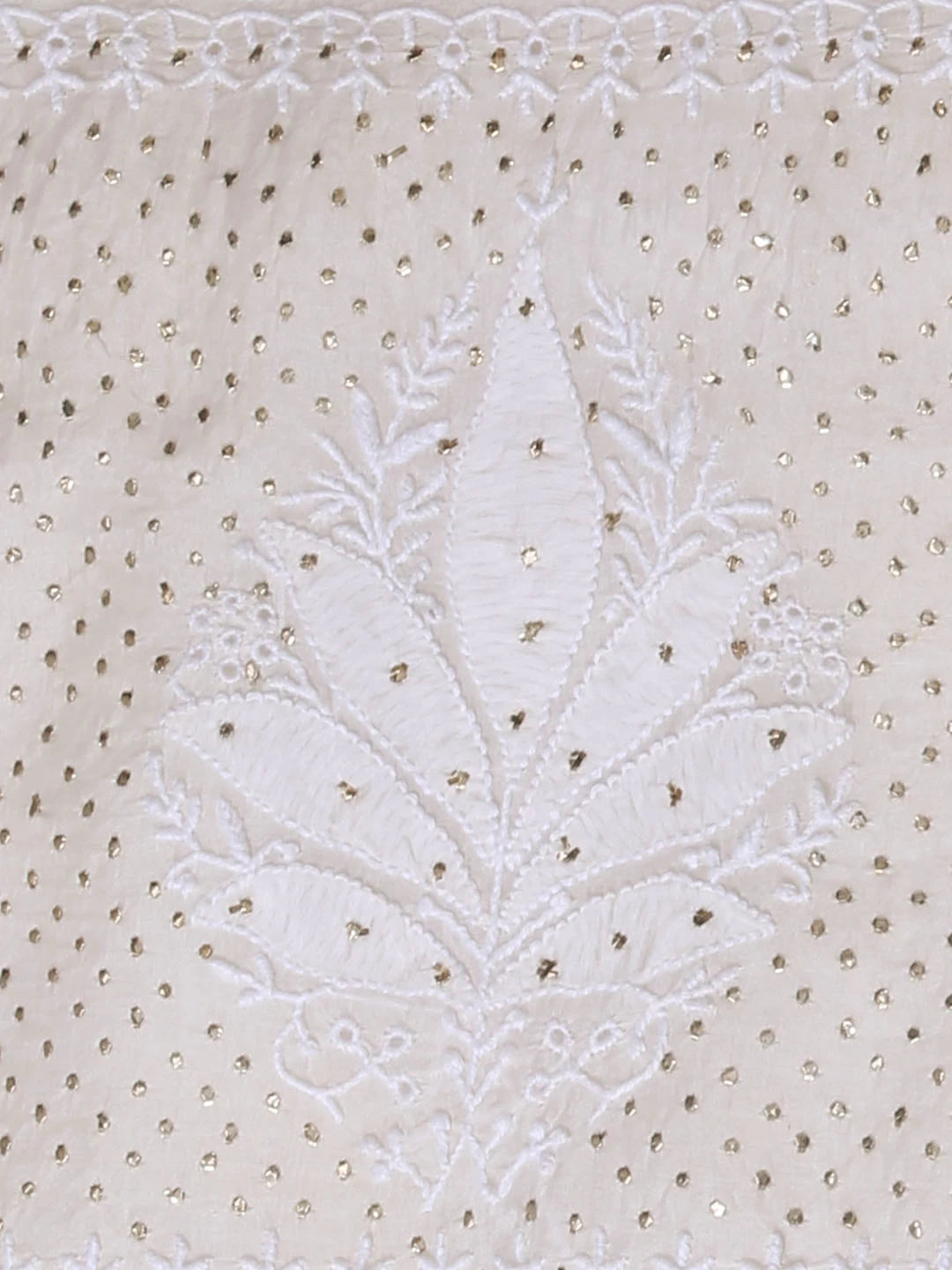 Ada Hand Embroidered Off White Organza Lucknowi Chikankari Saree/Blouse With Mukaish Work 01A376538