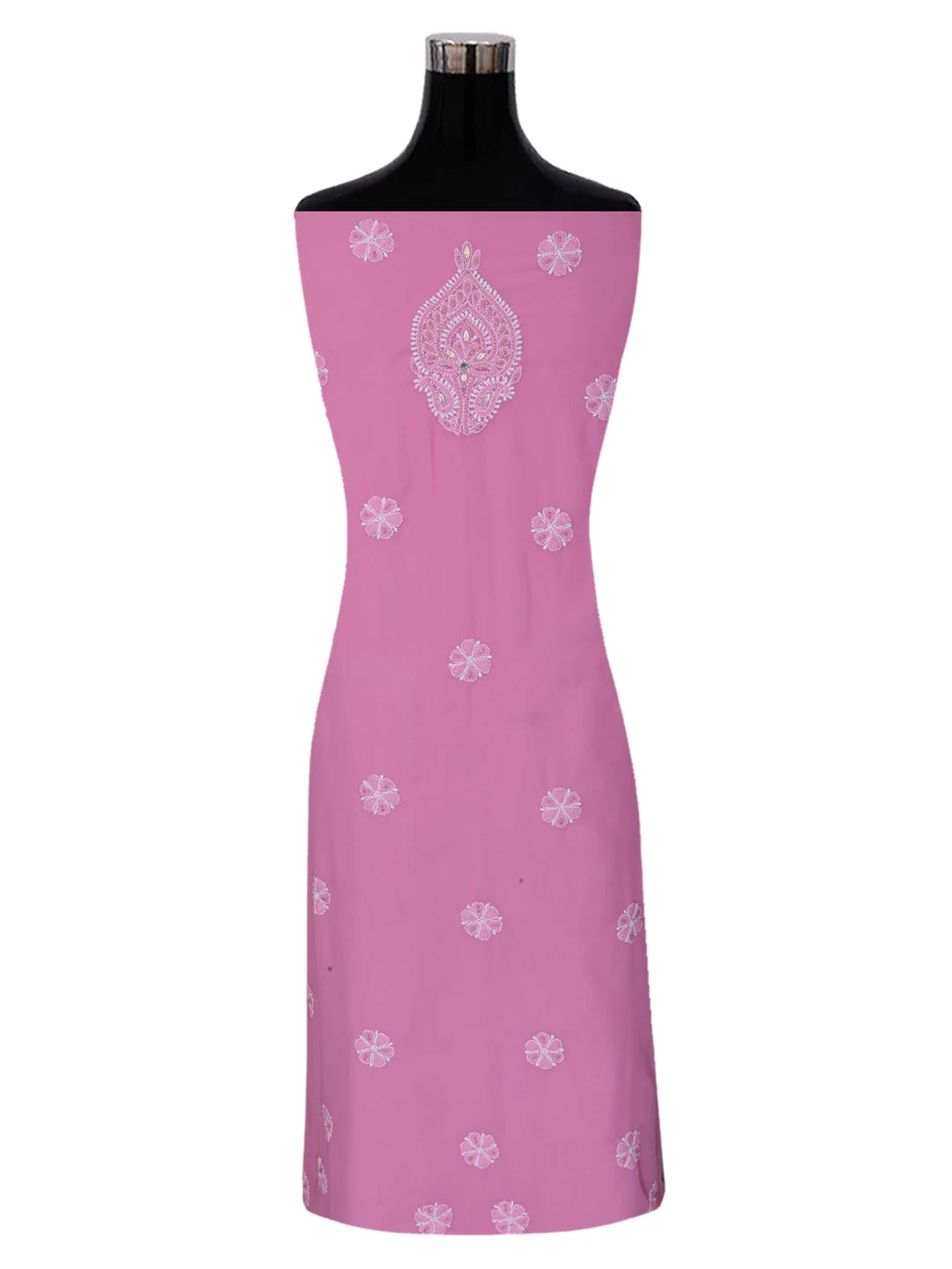 Ada Hand Embroidered Pink Georgette Lucknowi Chikankari Unstitched Suit Piece With Gota Patti Work 01A409084