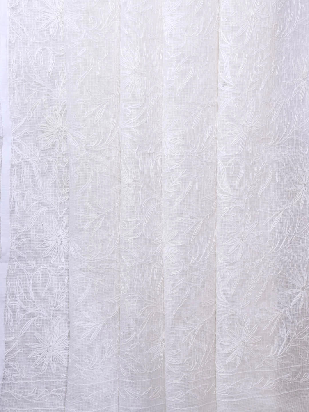 Ada Hand Embroidered White Kota Lucknowi Chikankari Saree With Blouse 01A361674