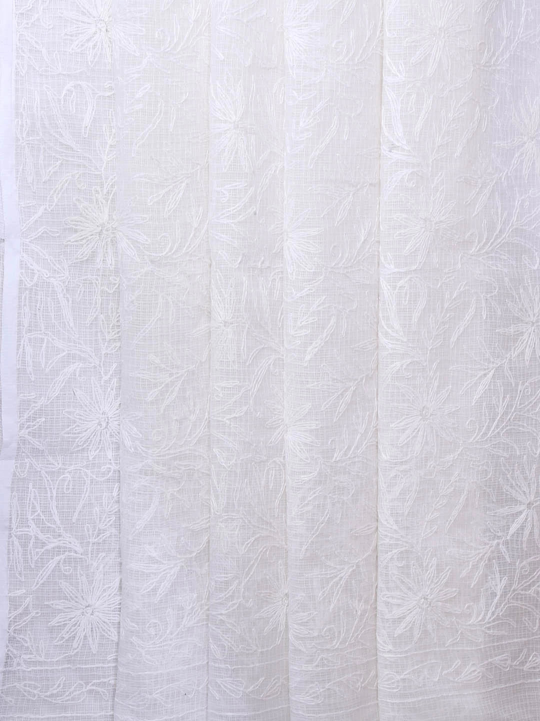Ada Hand Embroidered White Kota Lucknowi Chikankari Saree With Blouse 01A361674