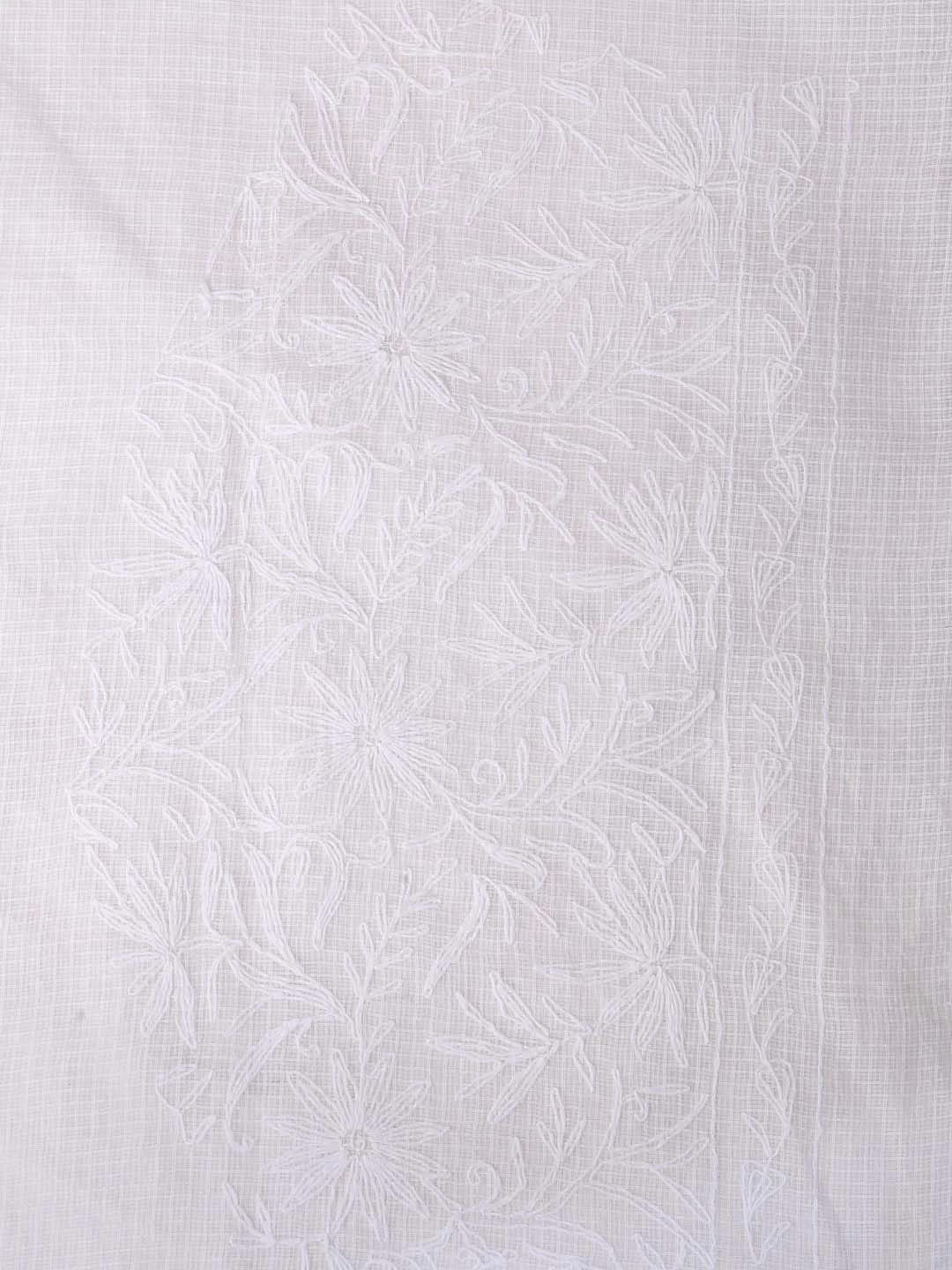 Ada Hand Embroidered White Kota Lucknowi Chikankari Saree With Blouse 01A361674
