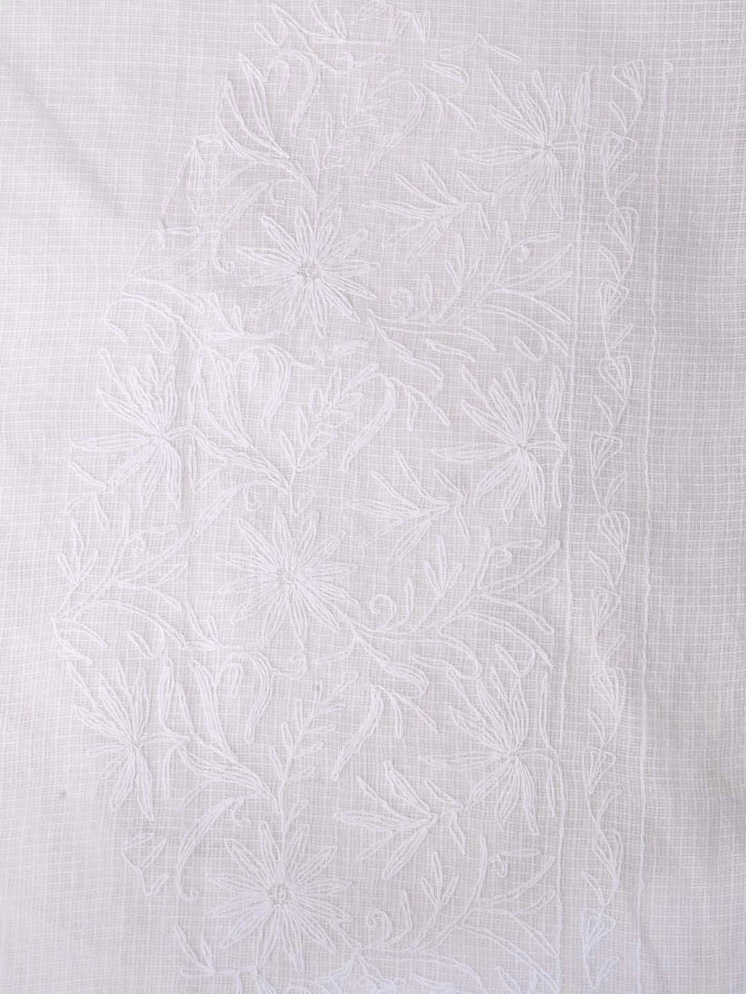 Ada Hand Embroidered White Kota Lucknowi Chikankari Saree With Blouse 01A361674