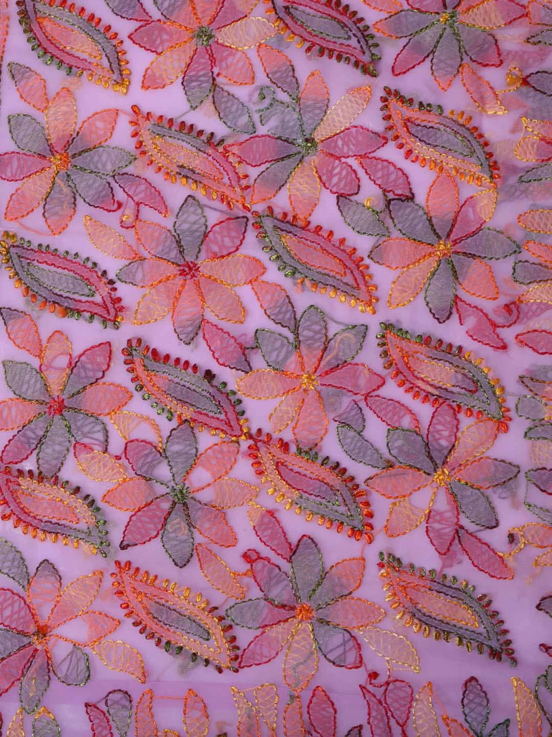 Ada Hand Embroidered Mauve Georgette Lucknowi Chikankari Saree With Blouse 01A378261