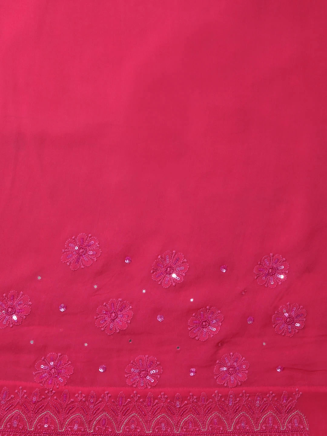 Ada Hand Embroidered Rose Pink Georgette Lucknow Chikankari Saree/Blouse With Pearl Work 01A316067