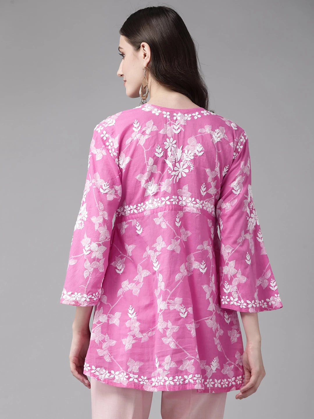 Ada Hand Embroidered Pink Cotton Lucknowi Chikankari Kurti A911266