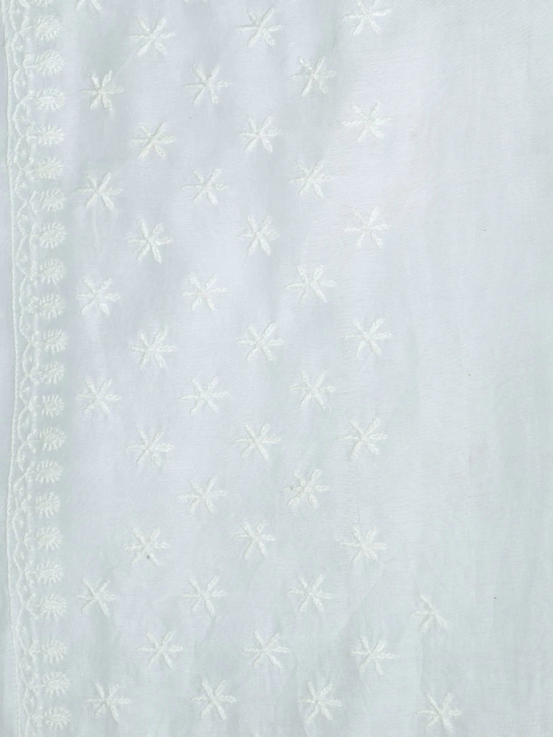 Ada Hand Embroidered Mint Green Chanderi Lucknowi Chikankari Unstitched Kurta Dupatta Set 01A245843