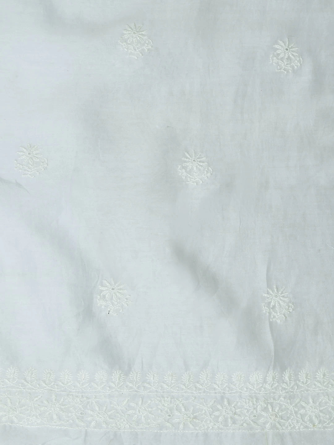 Ada Hand Embroidered Mint Green Chanderi Lucknowi Chikankari Unstitched Kurta Dupatta Set 01A245843