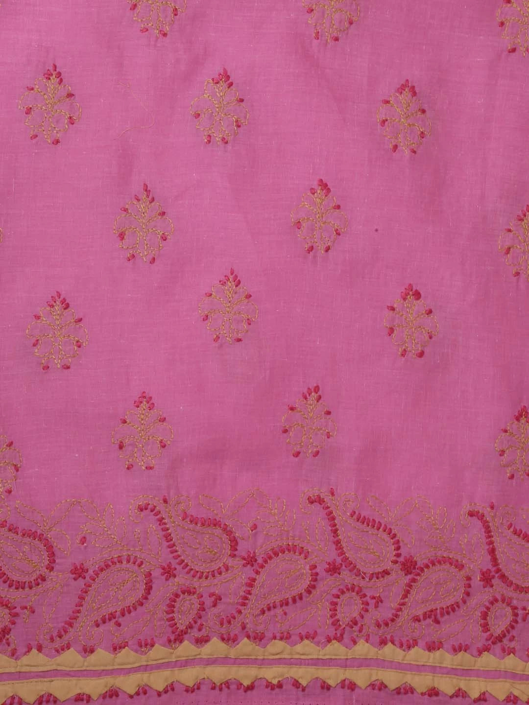 Ada Hand Embroidered Pink Cotton Lucknowi Chikankari Unstitched Suit Piece 01A177301