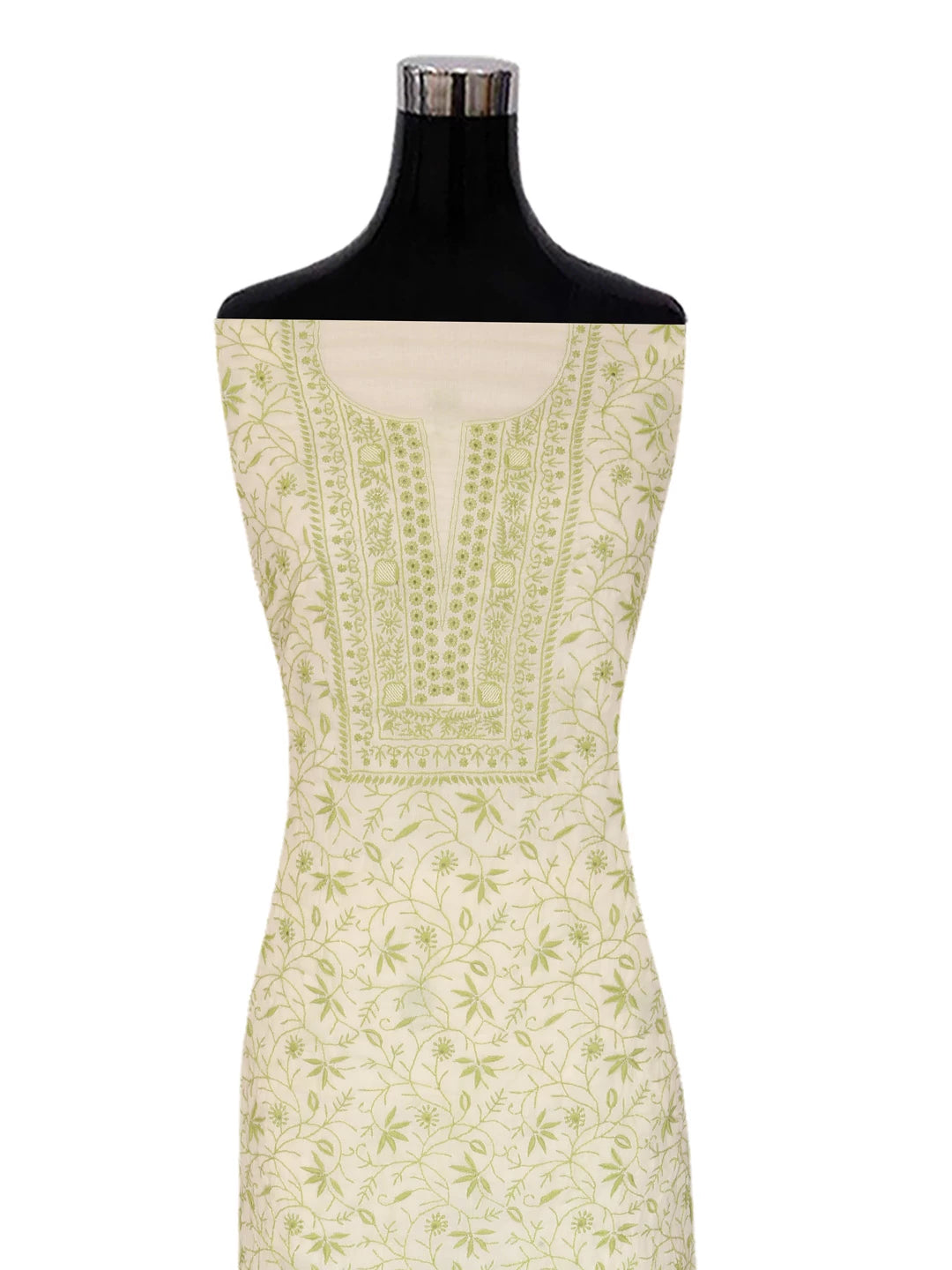 Ada Hand Embroidered Lemon Mulmul Lucknowi Chikankari Unstitched Suit Piece 01A369739
