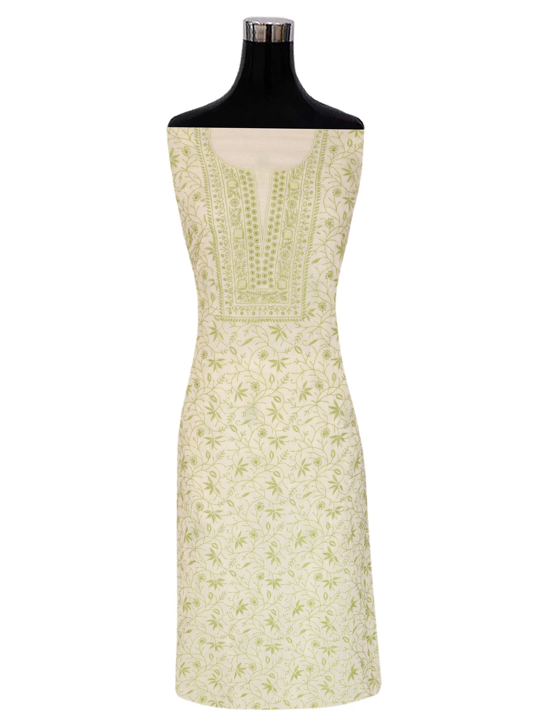 Ada Hand Embroidered Lemon Mulmul Lucknowi Chikankari Unstitched Suit Piece 01A369739