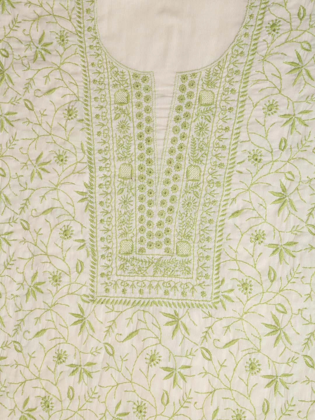 Ada Hand Embroidered Lemon Mulmul Lucknowi Chikankari Unstitched Suit Piece 01A369739