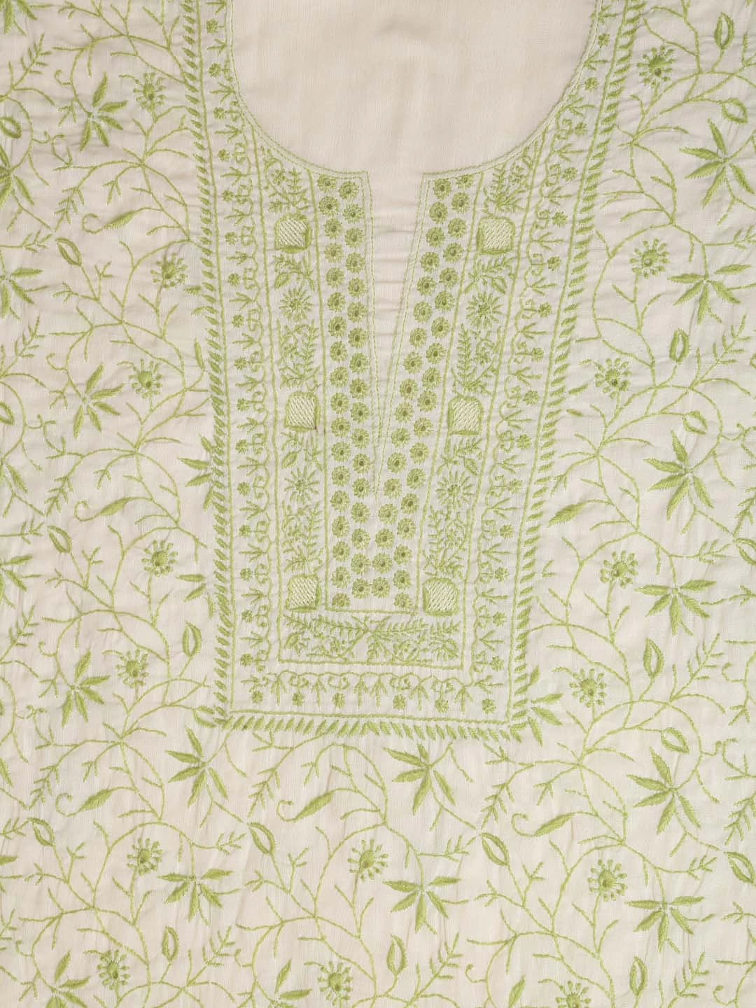 Ada Hand Embroidered Lemon Mulmul Lucknowi Chikankari Unstitched Suit Piece 01A369739