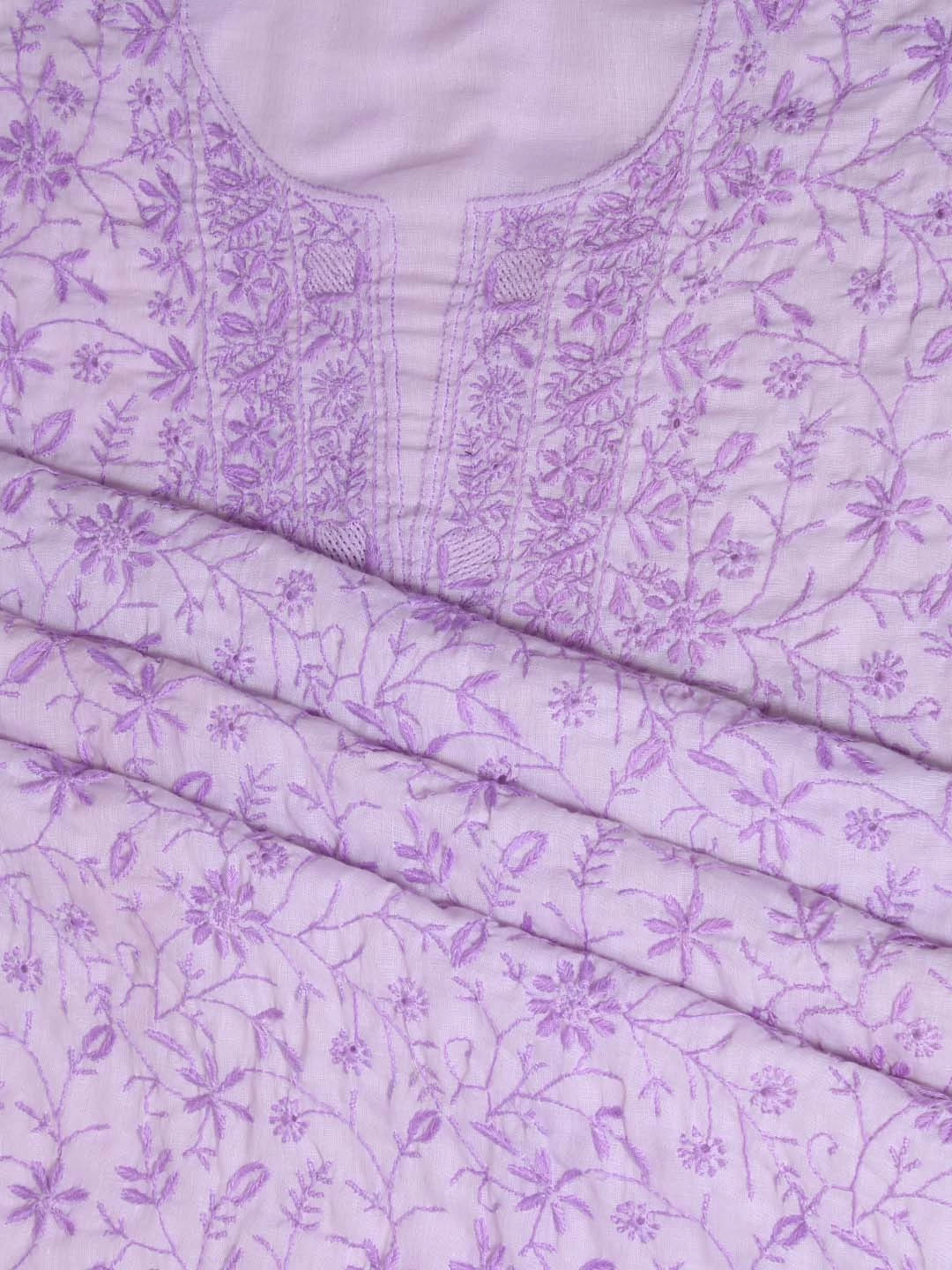 Ada Hand Embroidered Lavender Mulmul Lucknowi Chikankari Unstitched Suit Piece 01A376752