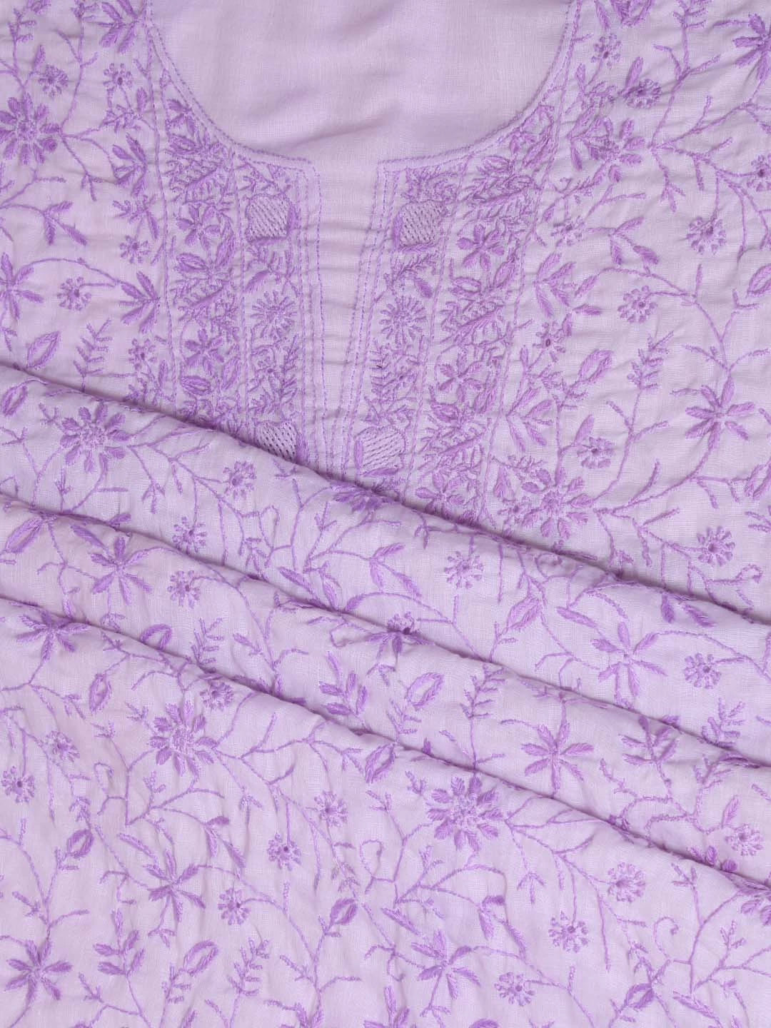Ada Hand Embroidered Lavender Mulmul Lucknowi Chikankari Unstitched Suit Piece 01A376752