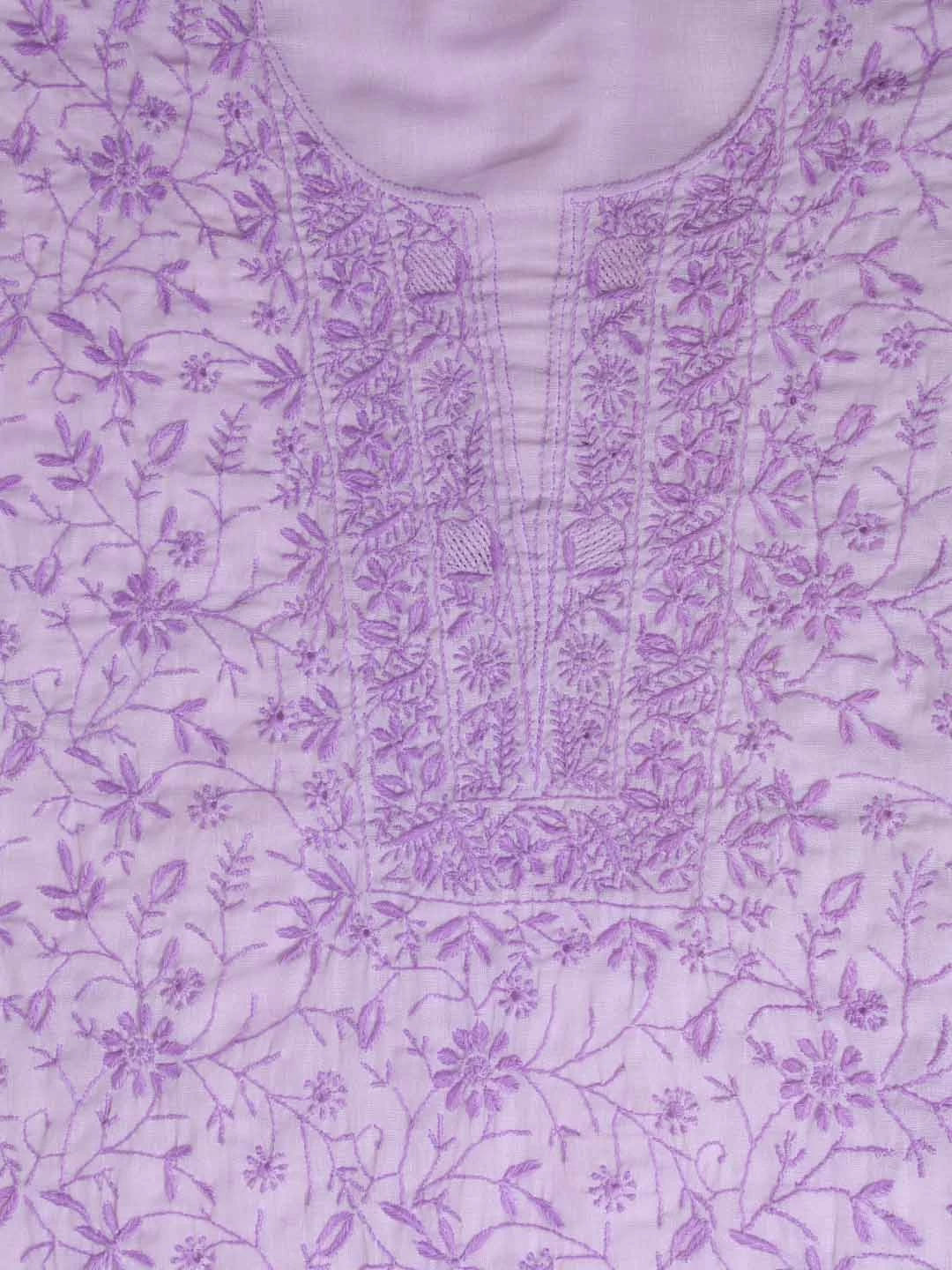 Ada Hand Embroidered Lavender Mulmul Lucknowi Chikankari Unstitched Suit Piece 01A376752