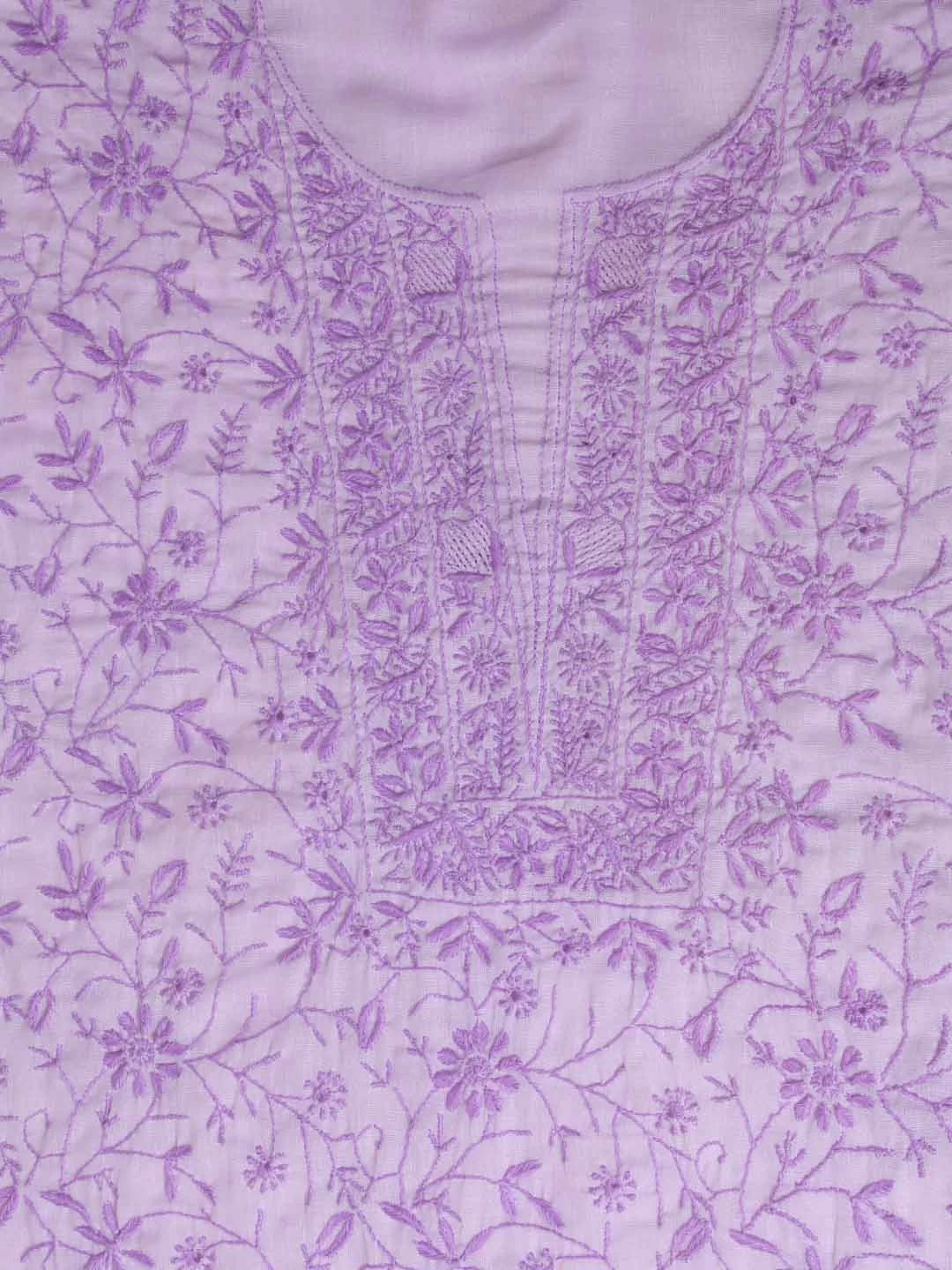Ada Hand Embroidered Lavender Mulmul Lucknowi Chikankari Unstitched Suit Piece 01A376752