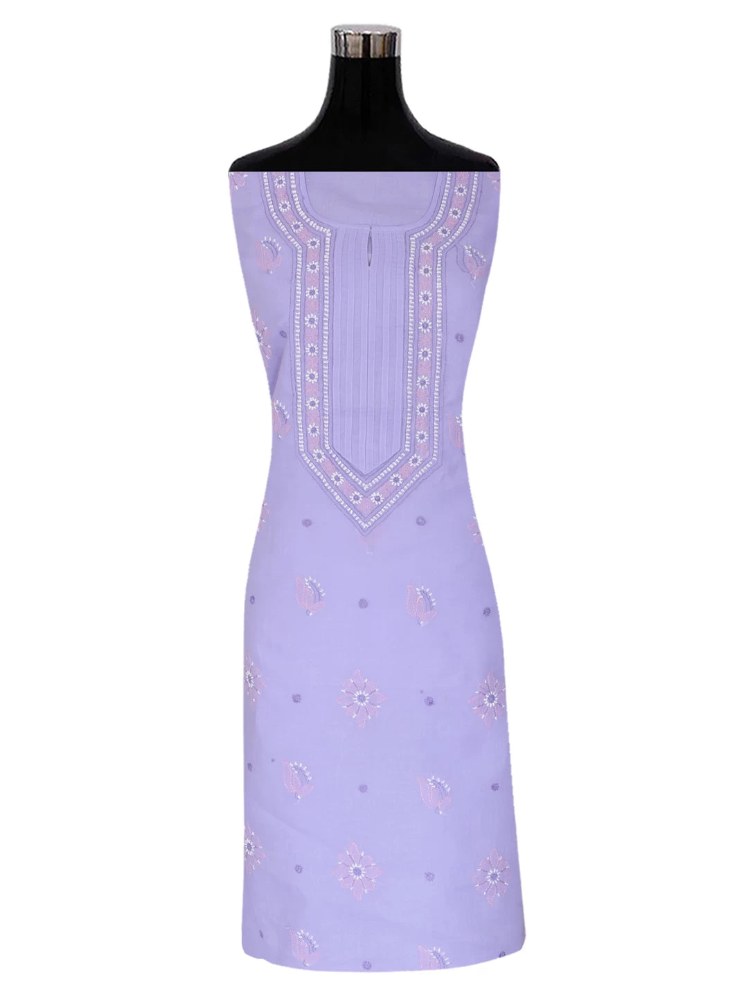 Ada Hand Embroidered Mauve Cotton Lucknowi Chikankari Semi stitched Suit Piece 01A393501