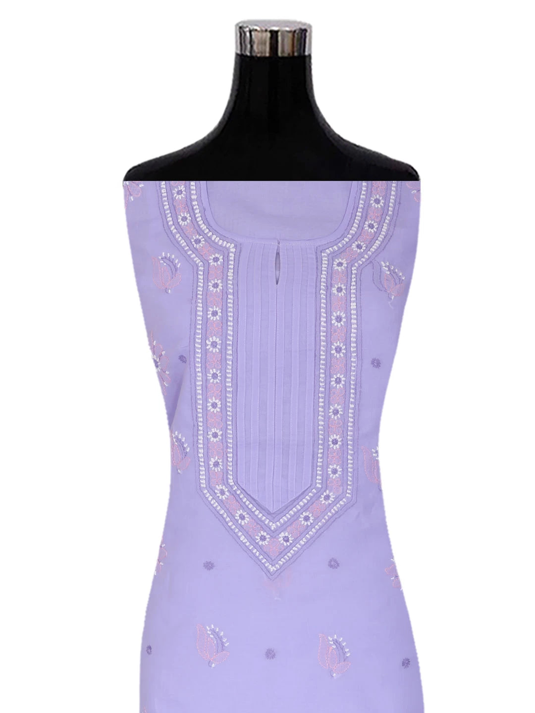 Ada Hand Embroidered Mauve Cotton Lucknowi Chikankari Semi stitched Suit Piece 01A393501