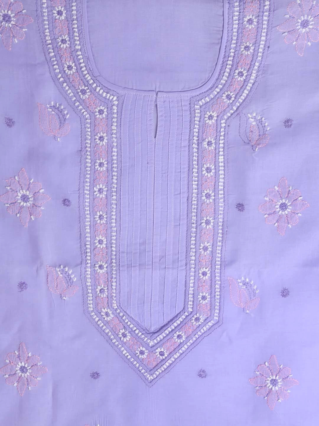 Ada Hand Embroidered Mauve Cotton Lucknowi Chikankari Semi stitched Suit Piece 01A393501