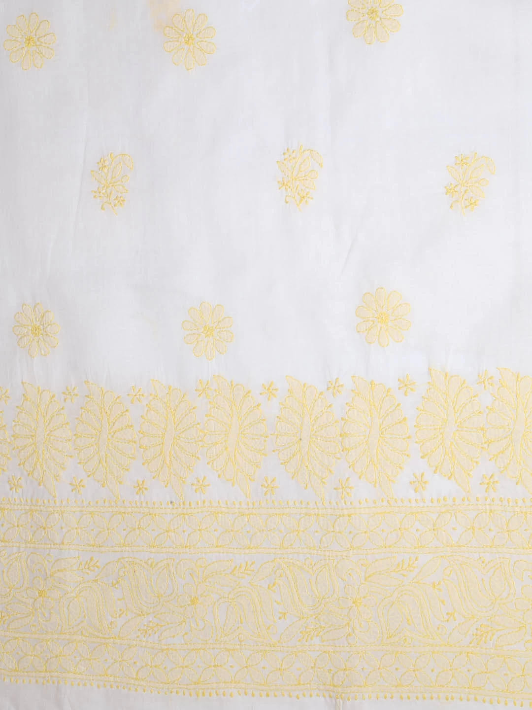 Ada Hand Embroidered Cream Cotton Lucknowi Chikankari Unstitched Suit Piece 01A393609