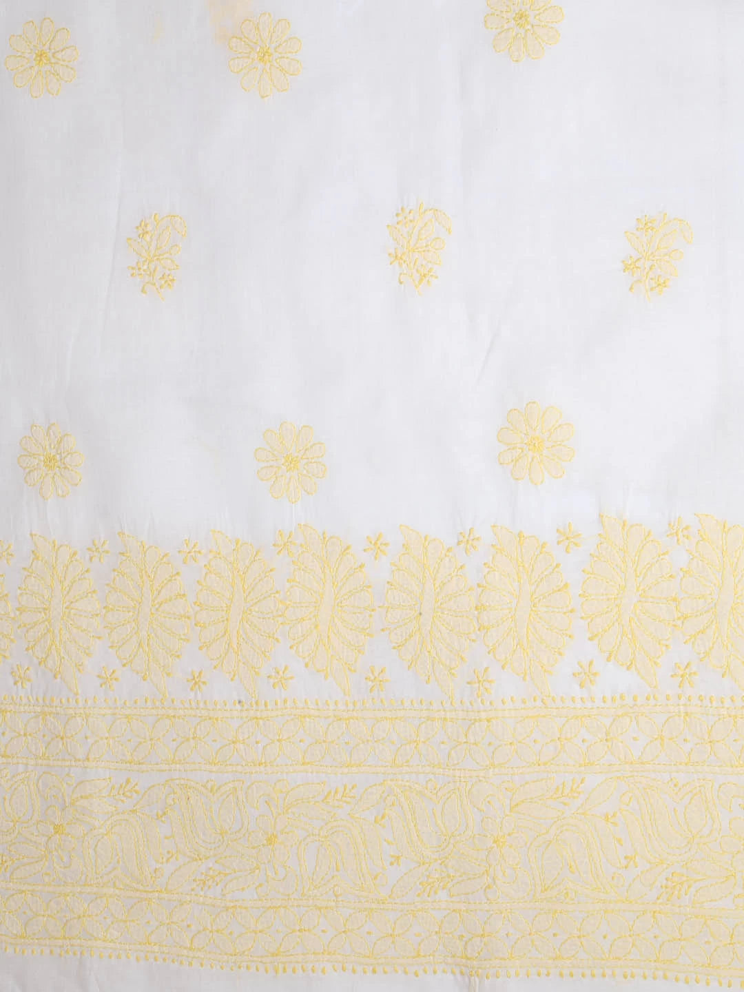 Ada Hand Embroidered Cream Cotton Lucknowi Chikankari Unstitched Suit Piece 01A393609
