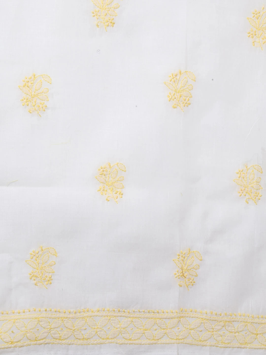 Ada Hand Embroidered Cream Cotton Lucknowi Chikankari Unstitched Suit Piece 01A393609