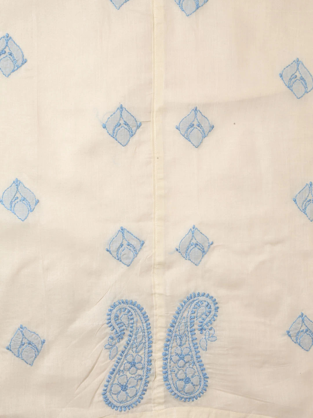 Ada Hand Embroidered Cream Cotton Lucknowi Chikankari Unstitched Suit Piece 01A393496