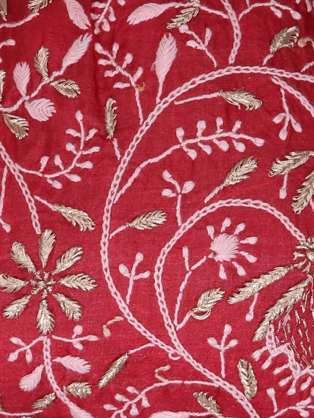 Ada Hand Embroidered Maroon Silk Lucknowi Chikankari Potli Bag With Zari Work 01A378202
