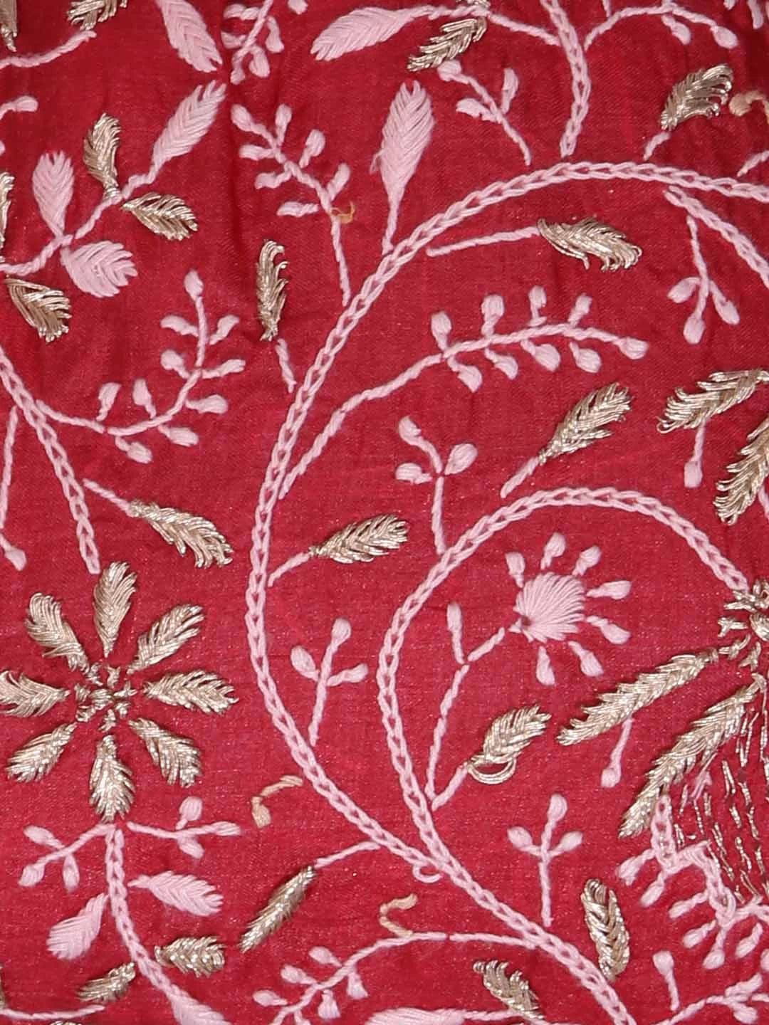 Ada Hand Embroidered Maroon Silk Lucknowi Chikankari Potli Bag With Zari Work 01A378202