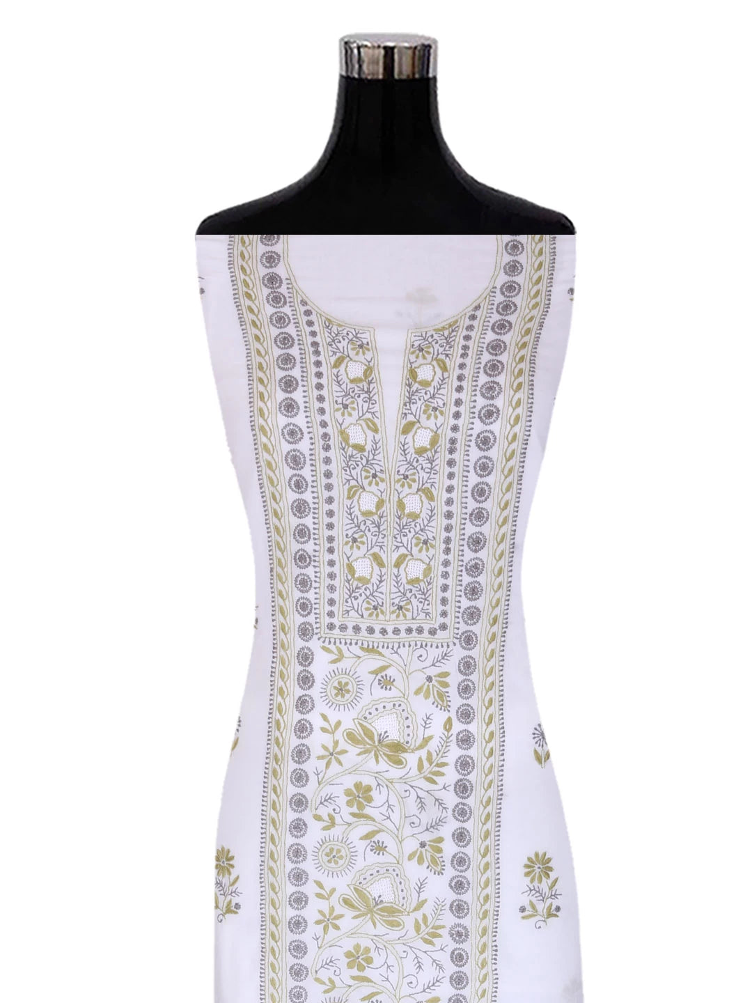 Ada Hand Embroidered White Muslin Lucknowi Chikankari Unstitched Suit Piece 01A396145