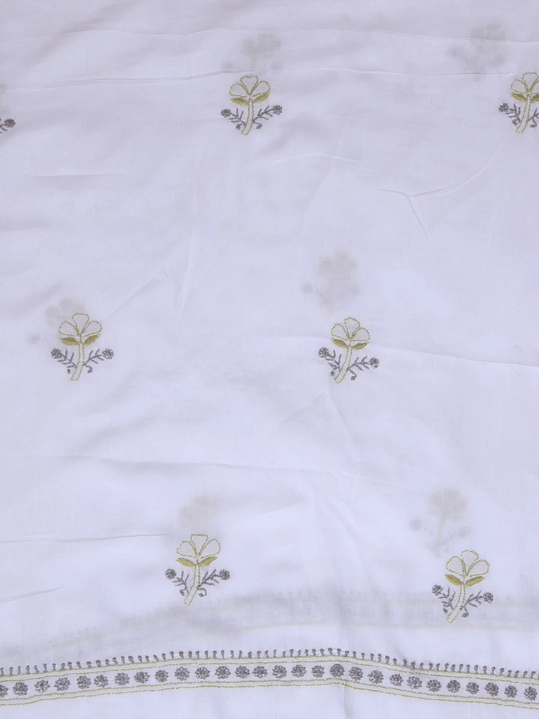 Ada Hand Embroidered White Muslin Lucknowi Chikankari Unstitched Suit Piece 01A396145